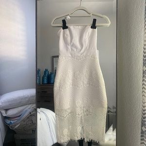 Bebe | 0 | Strapless White Bodycon Dress